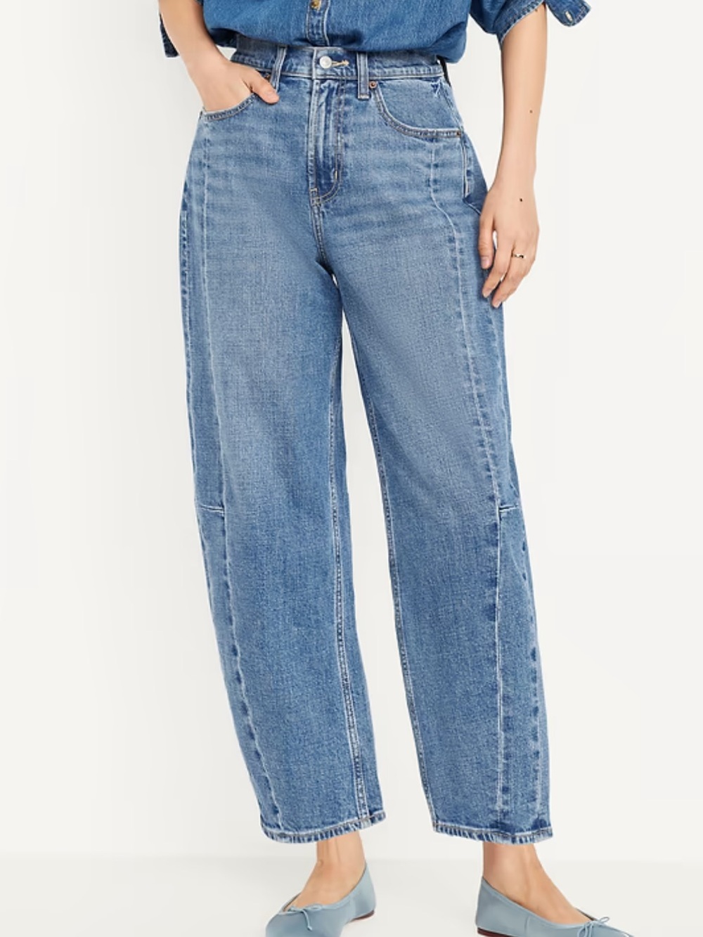 Old Navy High-Waisted Barrel Ankle Jeans Medium Wash 6